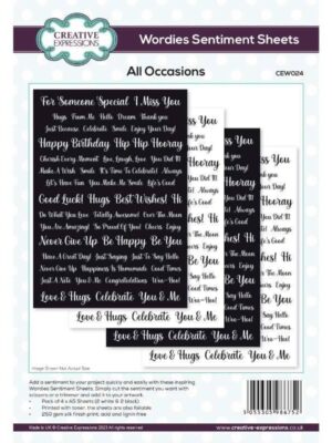 Creative Expressions Wordies Sentiment Sheets –All Occasions Pk 4