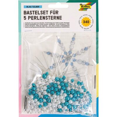 Folia Hobbysett Perlestjerner 5stk – Blå / sølv