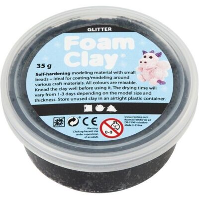 Foam Clay med glitter, svart, 35 g