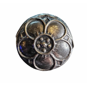 Knapp mring Metall mBlomst 18mm Slv