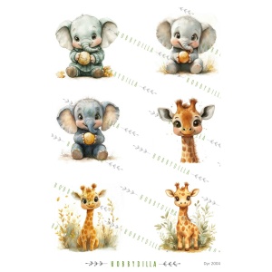Rispapir Dyr 2004 Dyr Elefant - Giraff