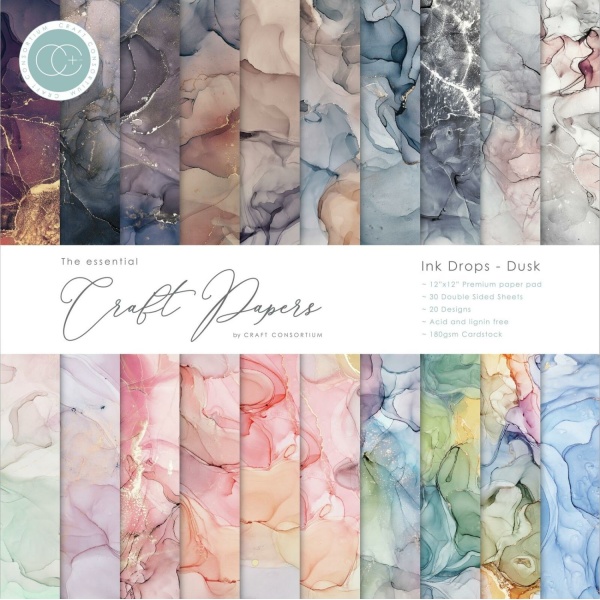 Craft Consortium -Ink Drops- Dusk - 12x12Blokk