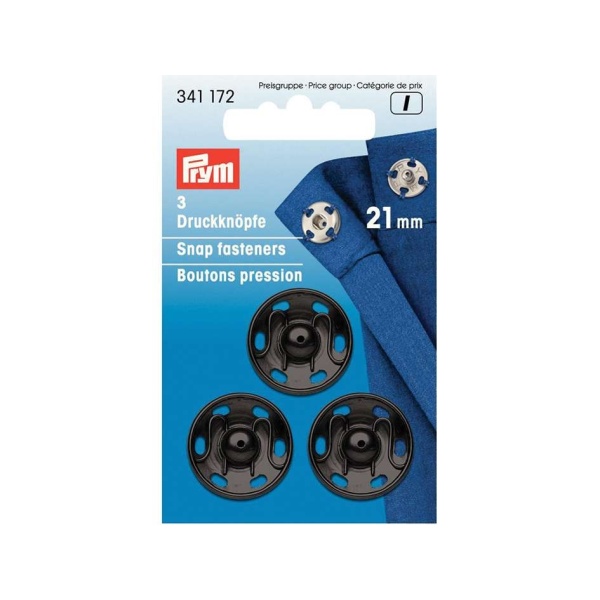 Trykknapper sort 21mm