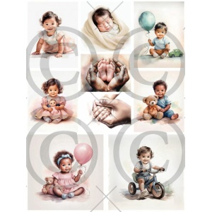 Papirdesign Motivark - Babyjente og babygutt