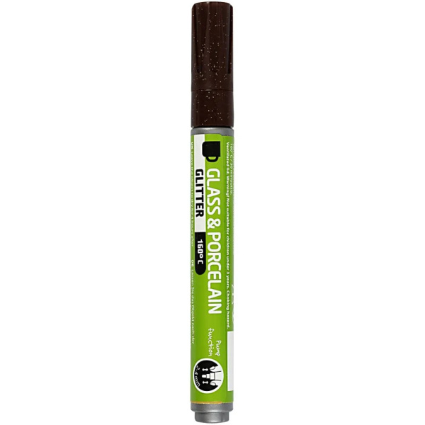 Glass- og porselenstusj m/glitter Brun