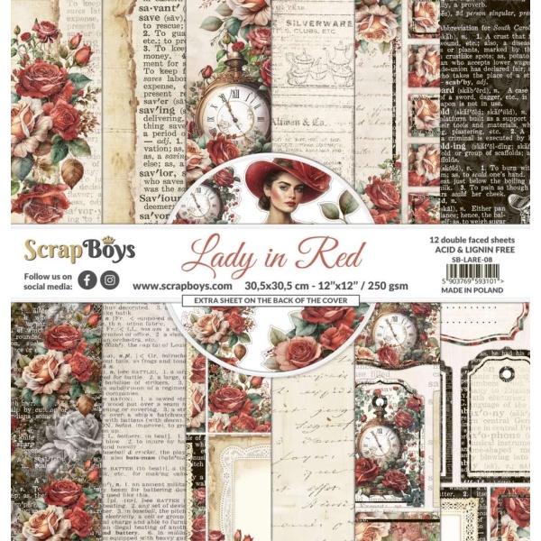 ScrapBoys Lady in Red SB-LARE-08 12x12 Blokk