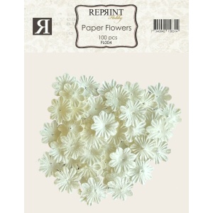 Reprint Mini Papirblomster 20 mm 100 stk Hvit