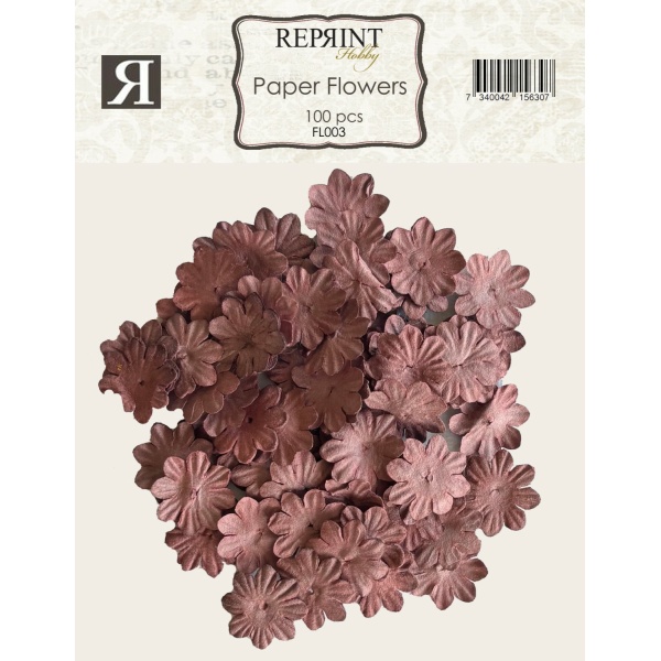 Reprint Mini Papirblomster 20 mm 100 stk Gammelrosa