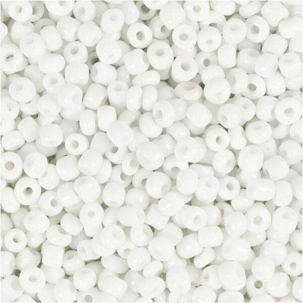 11540.jpg Rocaillesperler - 1 Pk., 25 G, Dia. 3 mm, 8/0 , 0,6-1,0 mm, Hvit