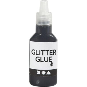 Glitterlim, Svart, 25 ml