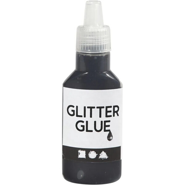 Glitterlim, Svart, 25 ml