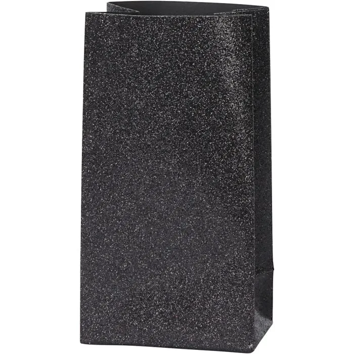 Papirpose, H: 17 cm, 6x9 cm, 80 g, Svart, 10 Stk. - Bilde 1