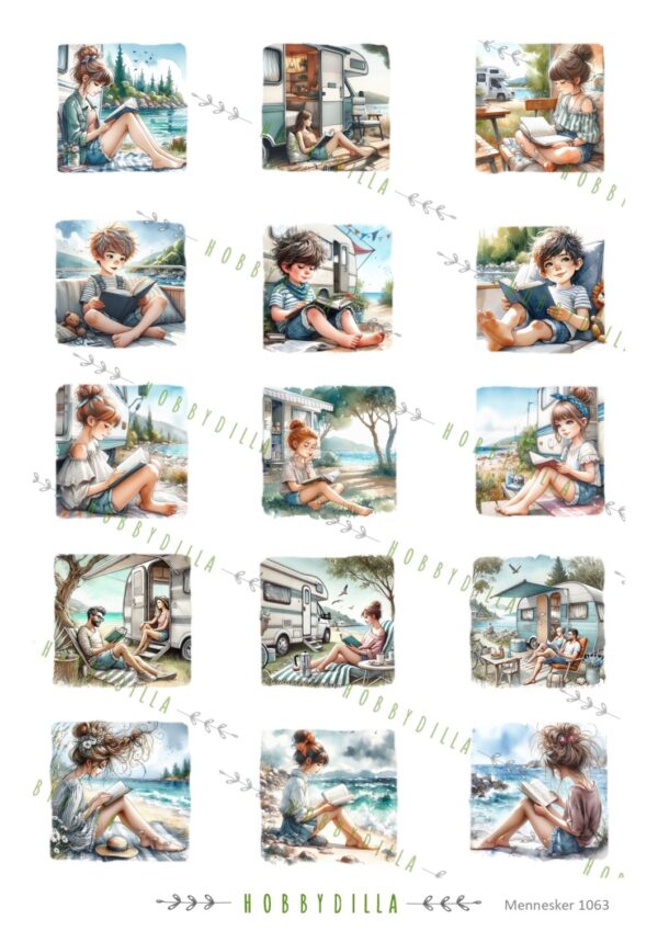 16093.jpg Rispapir A4 Mennesker 1063 Små Bokmerke Bilder Sommer