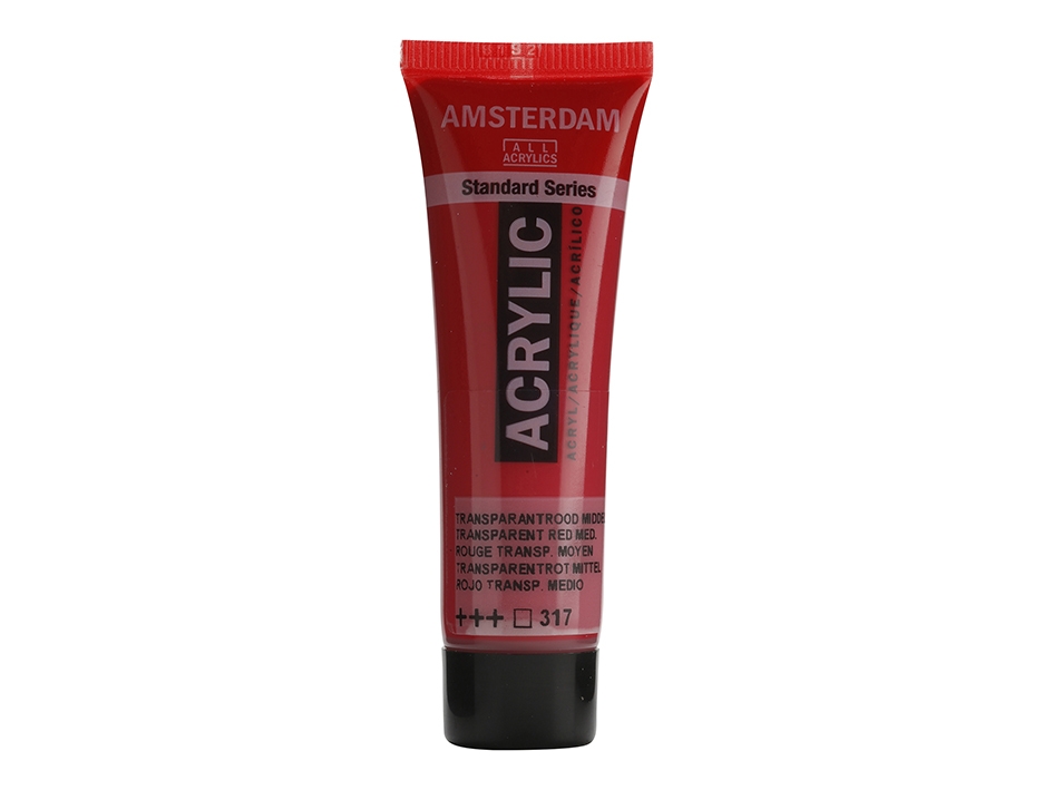Amsterdam Standard 20ml – 317 Transparent Red Medium - Bilde 1