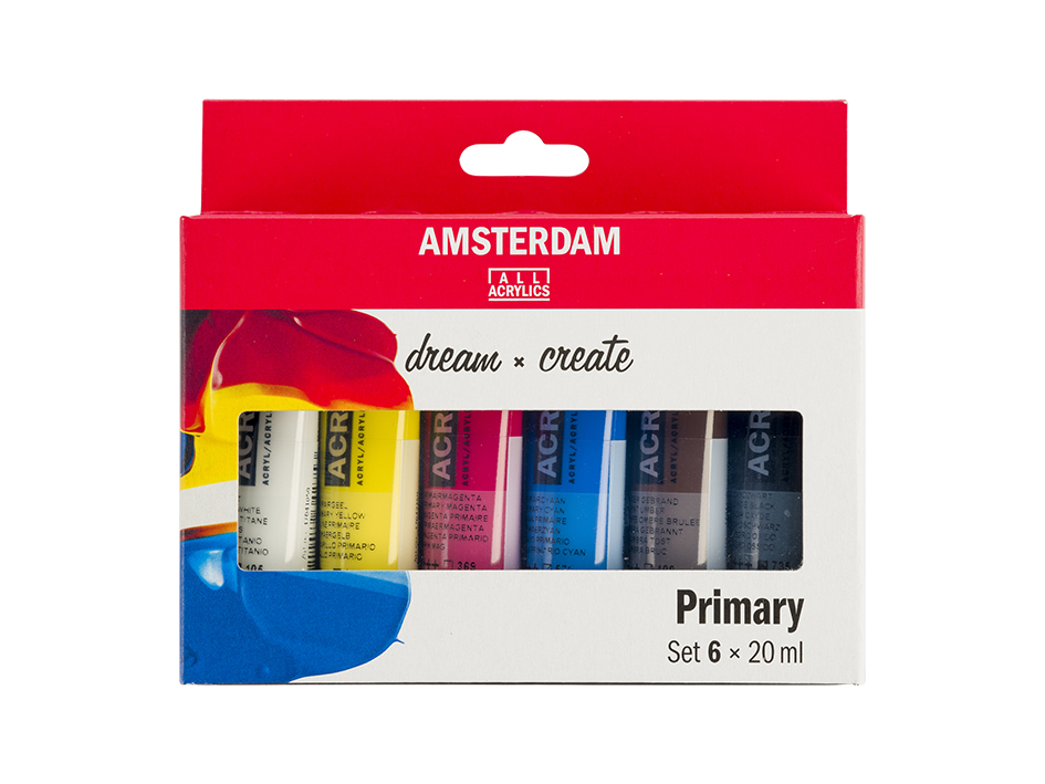 Amsterdam Standard 20ml – Sett 6 ass. Primærfarger - Bilde 1