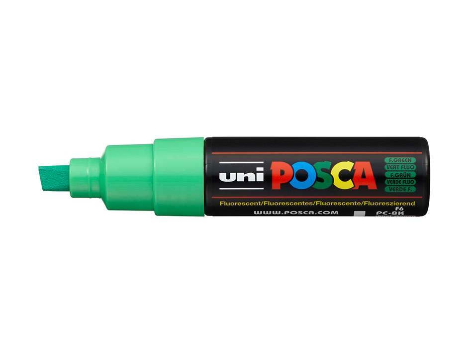 Uni POSCA PC-8K  Chisel 8mm  F4 Fluorescent Green - Bilde 1
