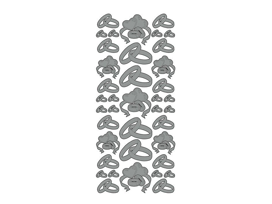 Klistremerker hjerter/ringer tofarget sølv - Bilde 1