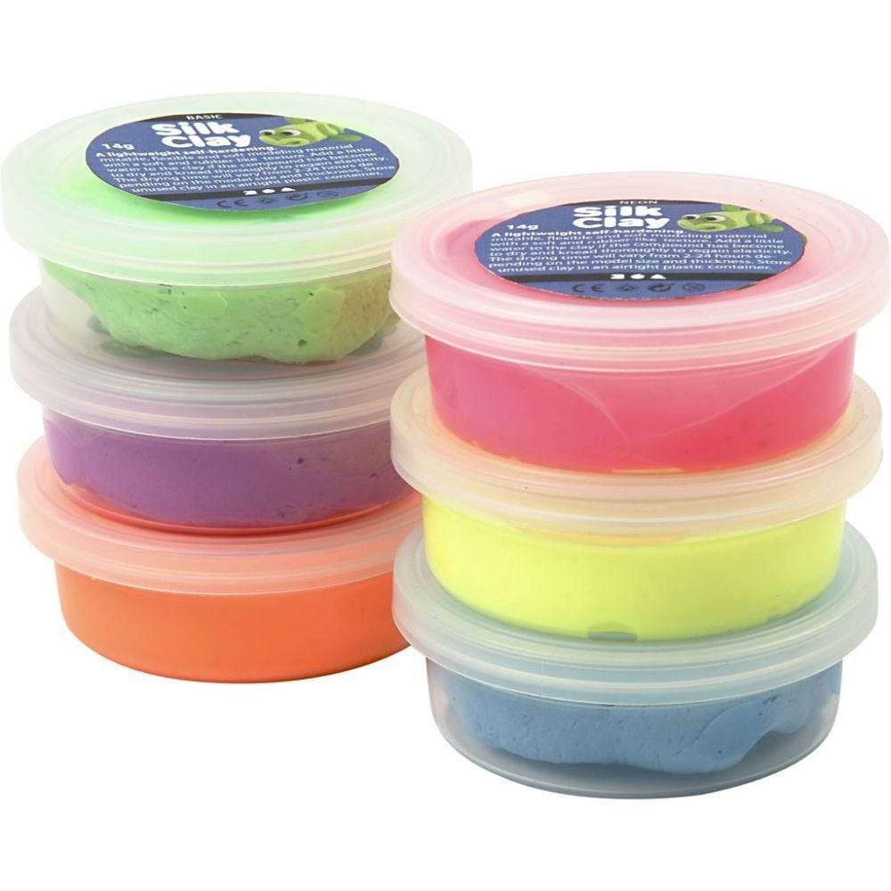 Silk Clay - Neonfarger, 6 stk - Bilde 1