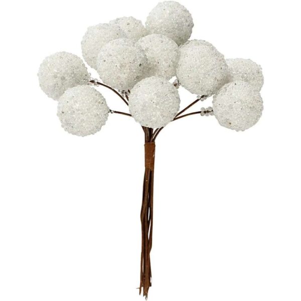 637.jpg Kunstige bær hvit 15mm 12stk.