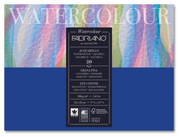 Fabriano Watercolour 300g GF – 12ark – 24x32cm