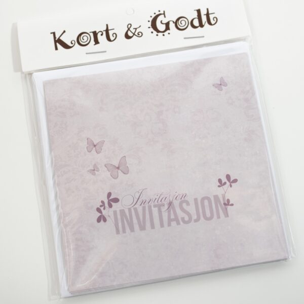 10833.jpg Kort & Godt - Invitasjon lilla sommerfugl