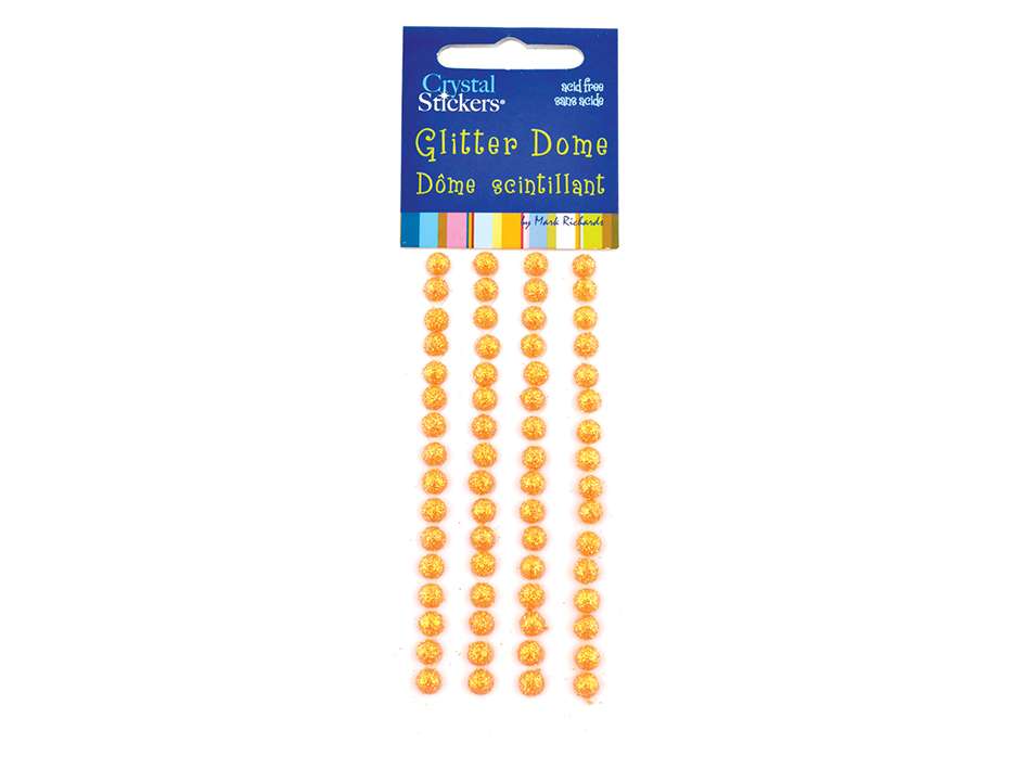 Glitter Dot Halvperle m/lim 5mm – Orange - Bilde 1