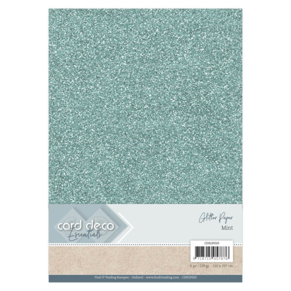 Glitter kartong A4 Mint