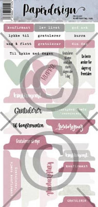 11800.jpg Papirdesign Klistremerke - Konfirmant Tag, rosa