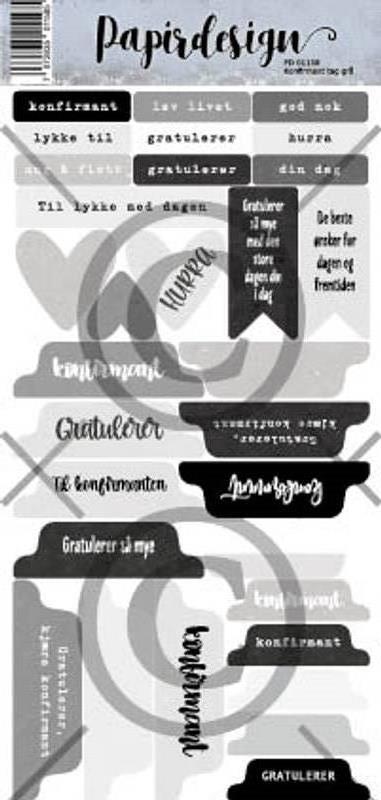 Papirdesign Klistremerke - Konfirmant Tag grå