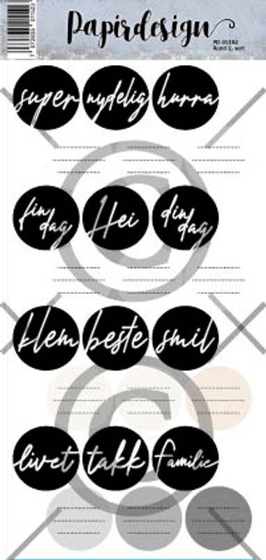 Papirdesign Klistremerke - Runde 2 Sort