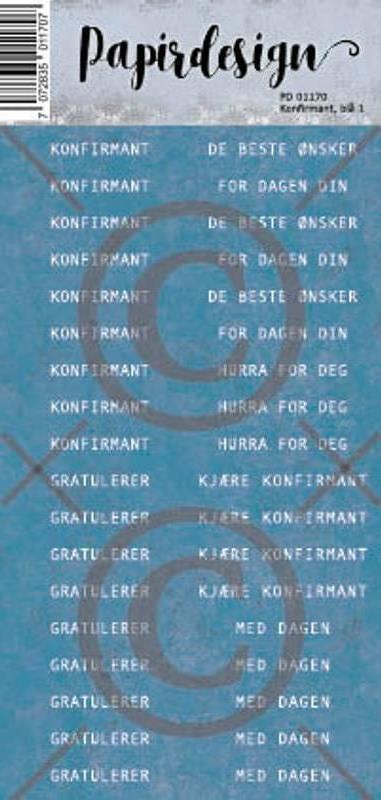 Papirdesign Klistremerke - Konfirmant Blå 1
