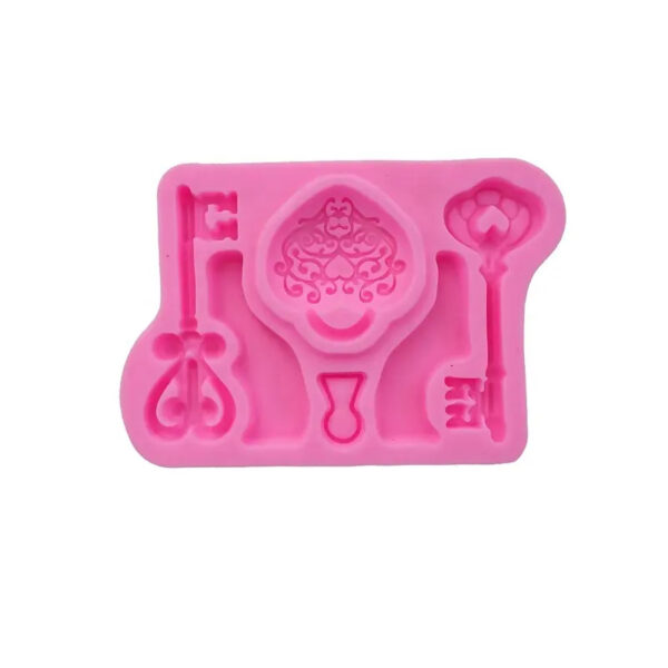 11911.jpg Silikon form - Hjerte hengelås og nøkler