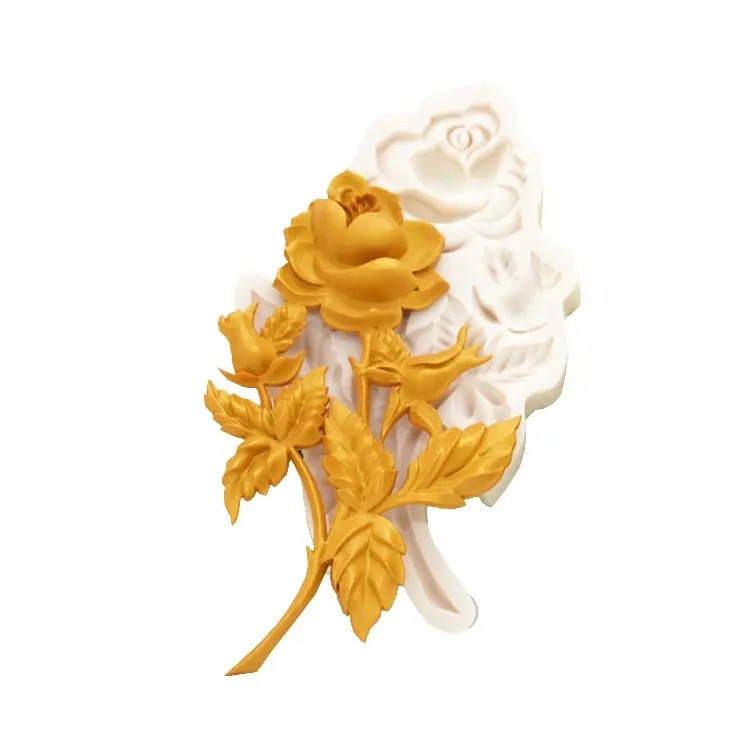 Silikon form - Rosestilk m/rose og knopper - Bilde 1