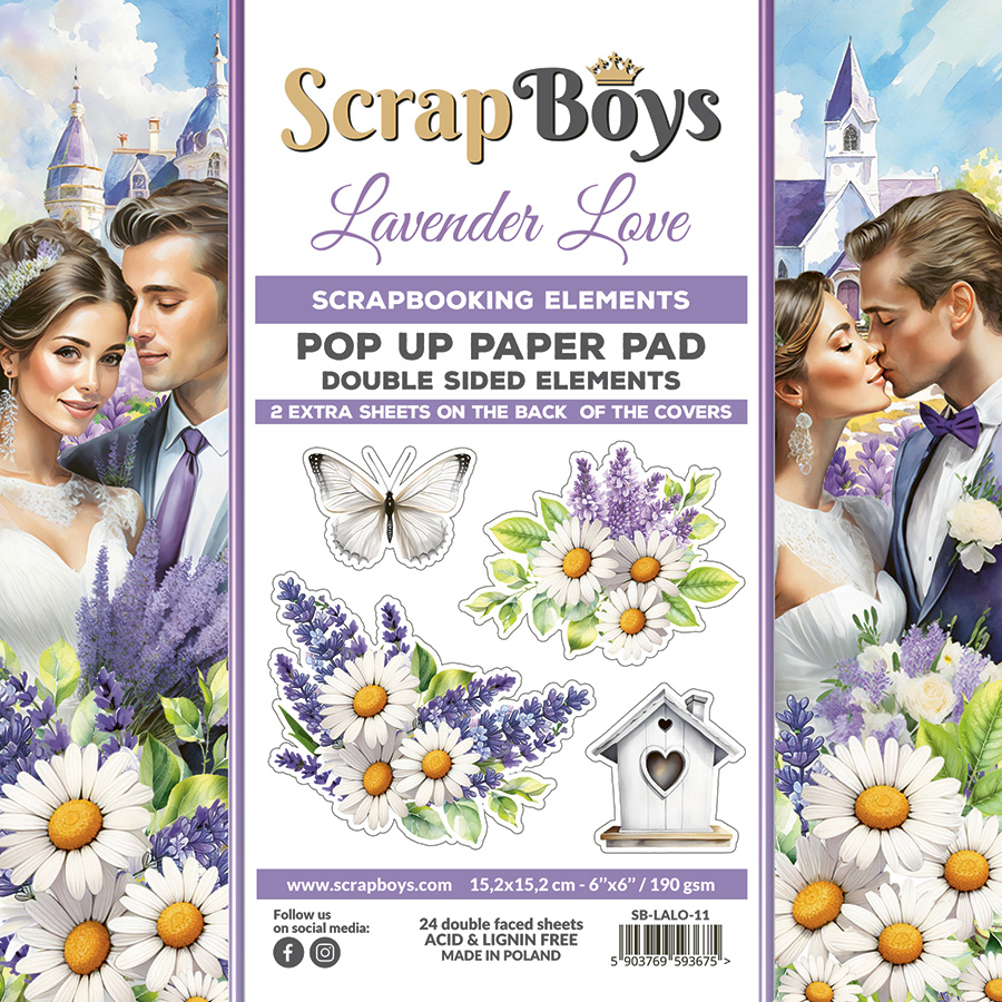 ScrapBoys Lavender Love 11 Pop Up 6x6 Blokk - Bilde 1
