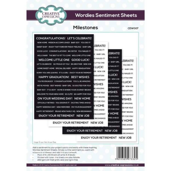 12498.jpg Creative Expressions Wordies Sentiment Sheets – Milestones Pk 4