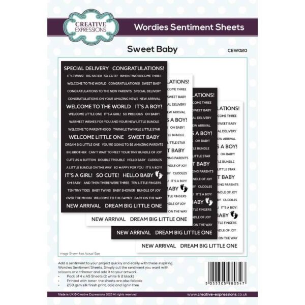 12501.jpg Creative Expressions Wordies Sentiment Sheets –Sweet Baby Pk 4