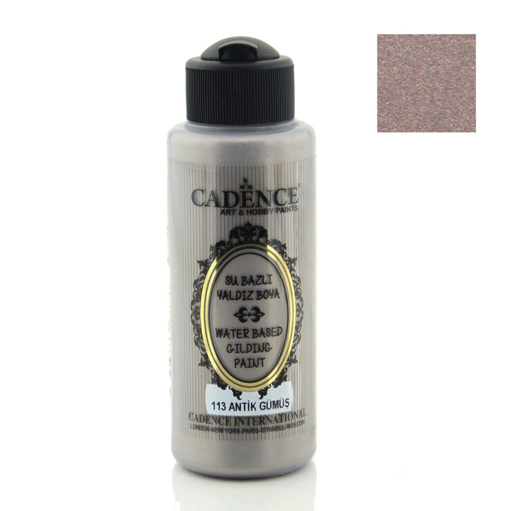 Cadence Waterbased Gilding Metallic Paints - 113, Antique Gumus 120ml
