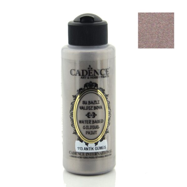12629.jpg Cadence Waterbased Gilding Metallic Paints - 113, Antique Gumus 120ml