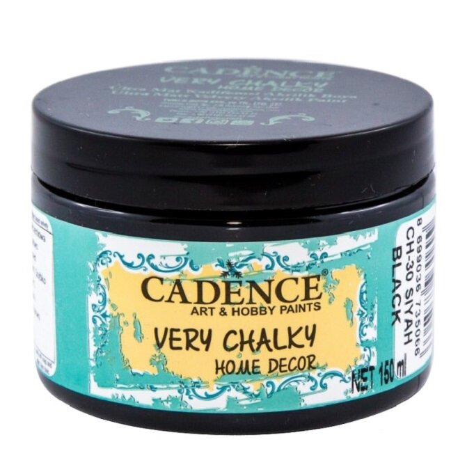 Cadence Very Chalky Home Decor Ultra Matt Velvety Acrylic Paint - CH-30 Black, 150ml - Bilde 1