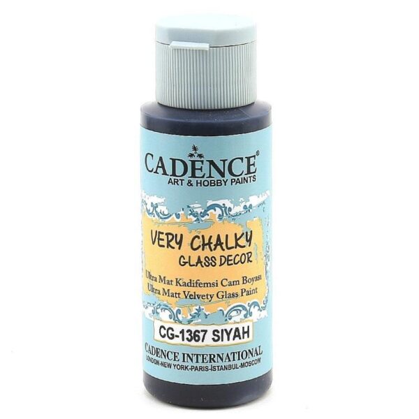 12716.jpg Cadence Very Chalky Glass Decor Ultra Matt Velvety Paint - CG-1367 Black, 59 ml