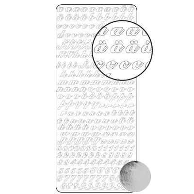 13033.jpg Klistremerke Sølv Alfabet & Nummer