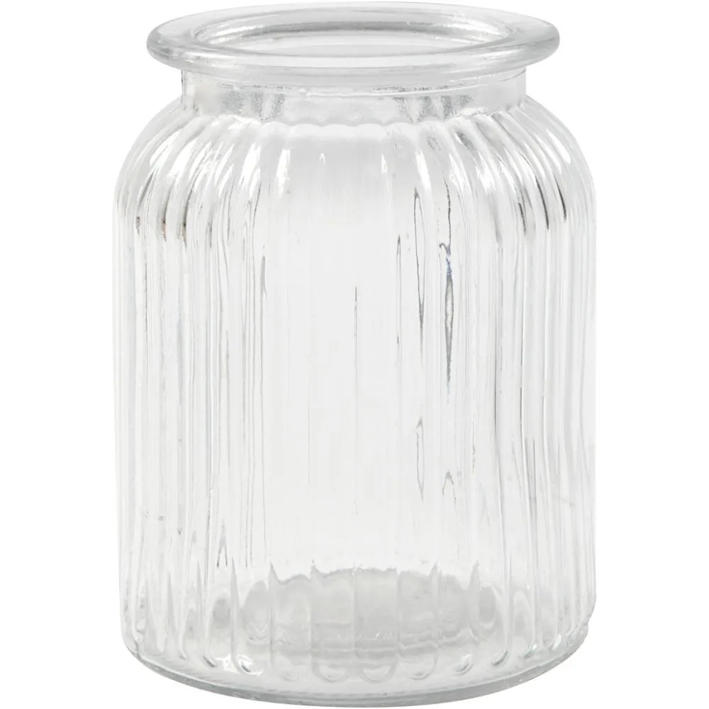 Stor krukke med riflet glass, H:14,5 cm, Dia. 11 cm, 7 cm - Bilde 1