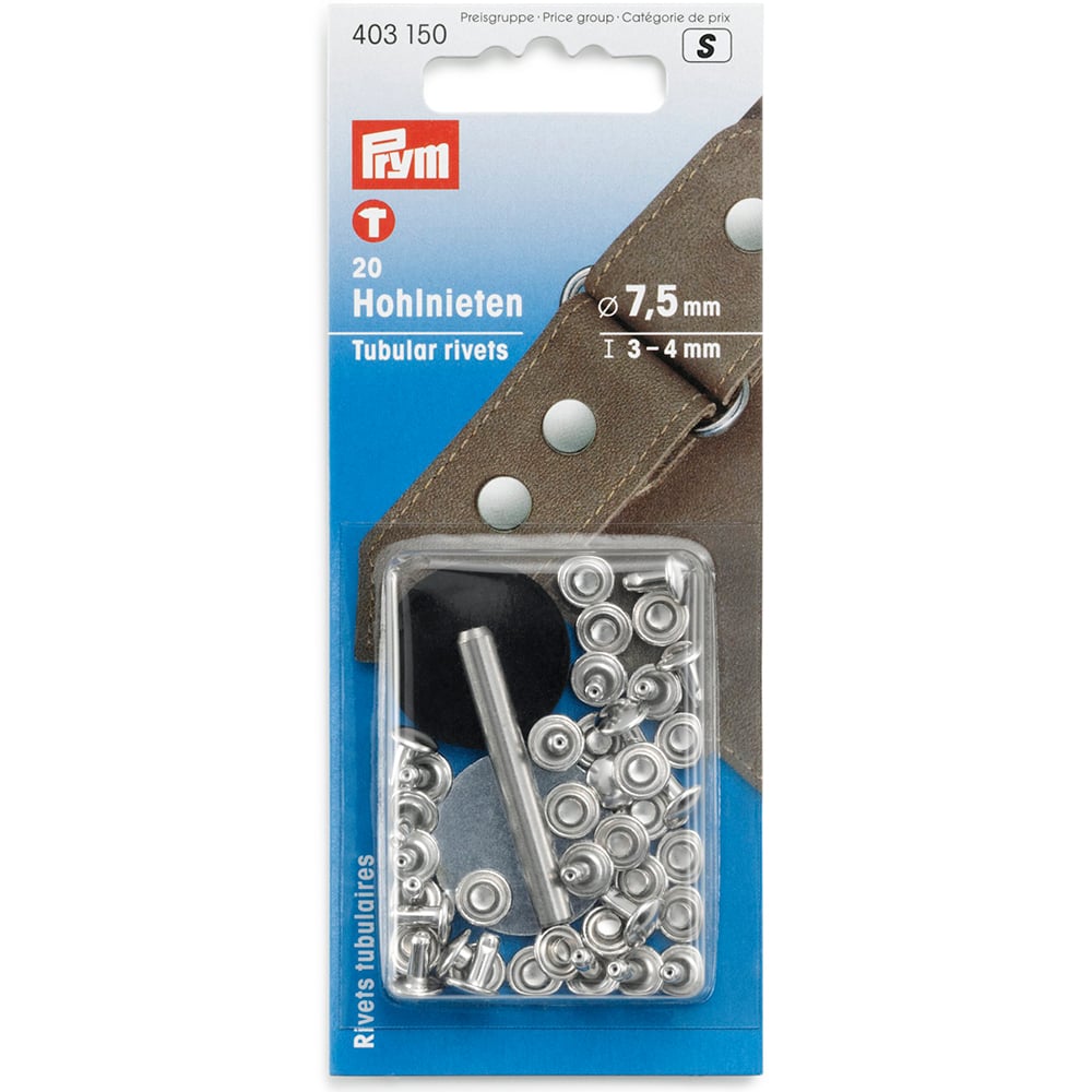 Prym Nagler rørformet 7,5mm – 20stk – Messing / Sølv - Bilde 1