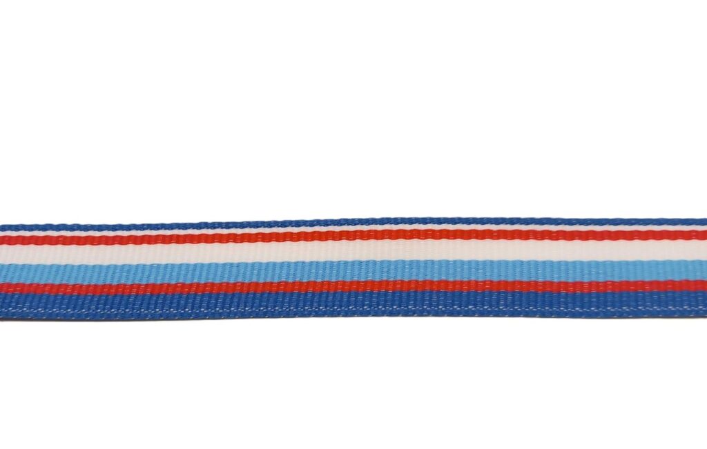 Bånd Rød/Blå/Hvit striper 15mm