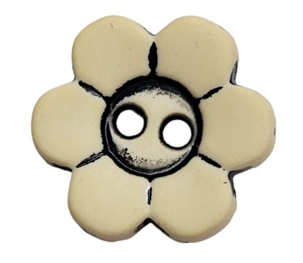 Knapp, 2 hulls 14mm Blomst, gul