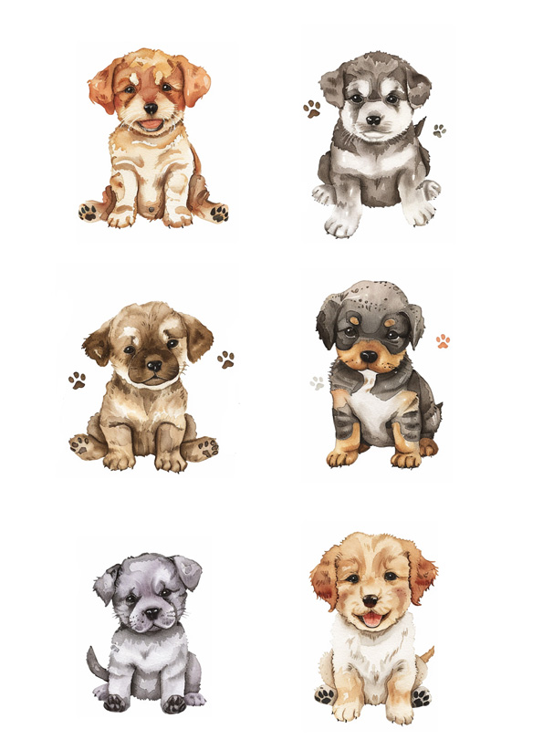 Reprint  Puppies - A4 klippeark