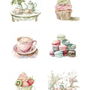 Reprint  Girly Fika - A4 klippeark - Bilde 2