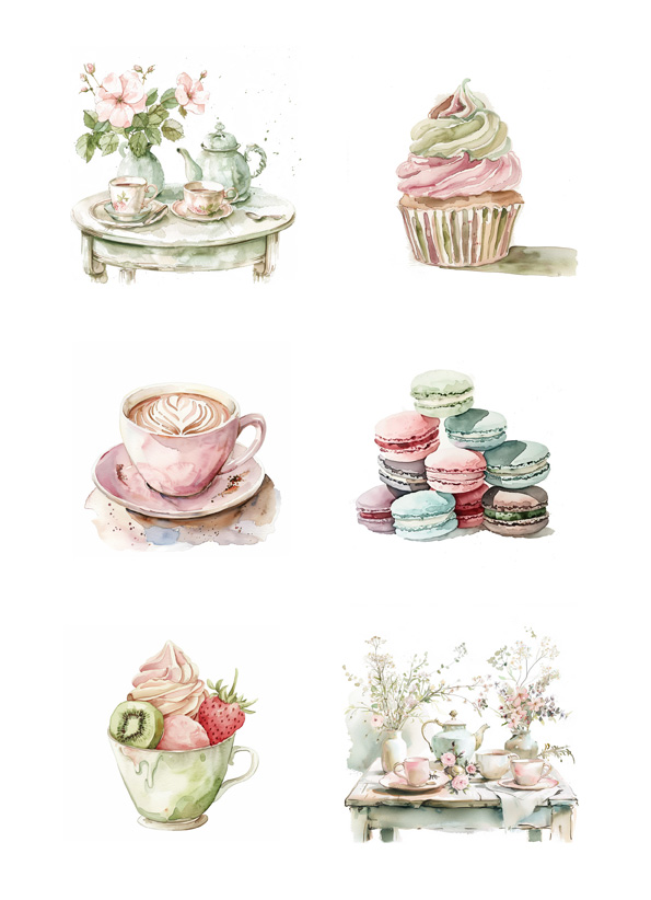 13312-1.jpg Reprint Girly Fika - A4 klippeark