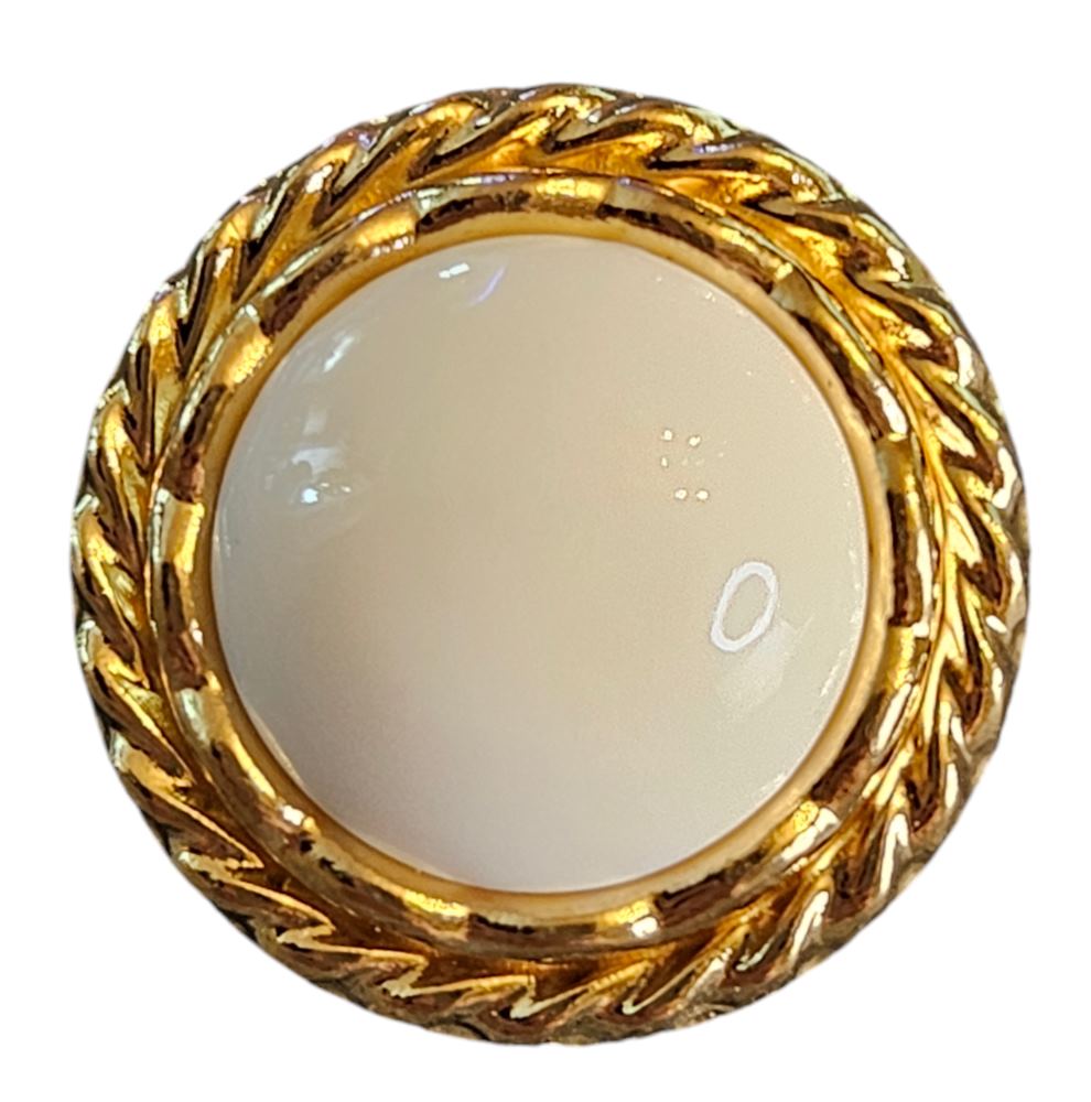 Gullknapp, ring, 20mm hvit - 24 K Gullforgylt - Bilde 1