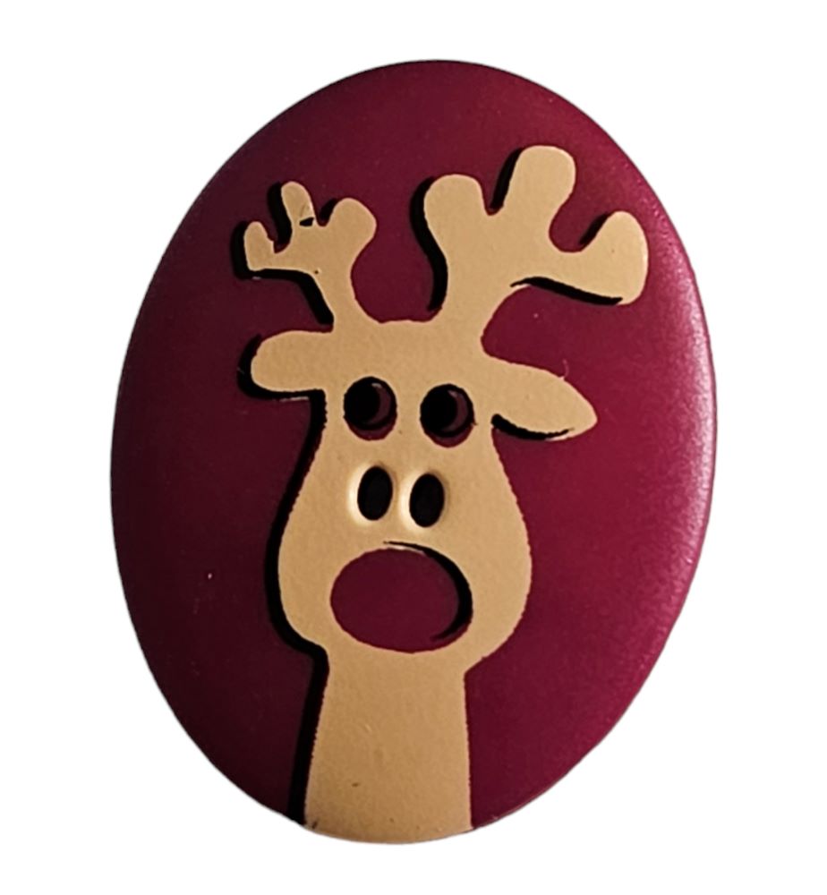 Knapp, 2 hulls, 23mm Elg vinrød - Bilde 1